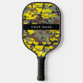 Geel en bruin Camouflage Jouw naam Personaliseren Pickleball Paddle (Achterkant)