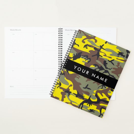 Geel en bruin Camouflage Jouw naam Personaliseren Planner (Display)