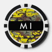 Geel en bruin Camouflage Jouw naam Personaliseren Poker Chips (Voorkant)