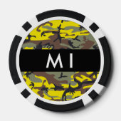 Geel en bruin Camouflage Jouw naam Personaliseren Poker Chips (Achterkant)