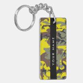 Geel en bruin Camouflage Jouw naam Personaliseren Sleutelhanger (Voorkant Links)