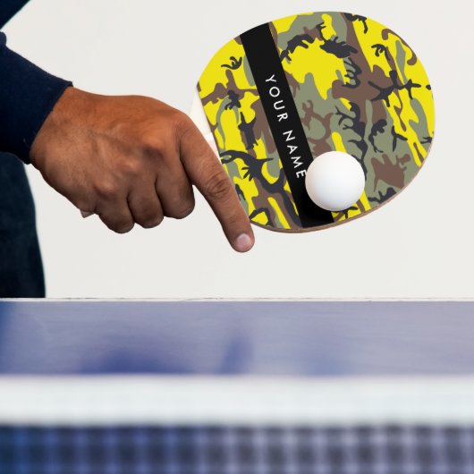 Geel en bruin Camouflage Jouw naam Personaliseren Tafeltennisbatje (Insitu)
