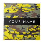 Geel en bruin Camouflage Jouw naam Personaliseren Tegeltje (Voorkant)
