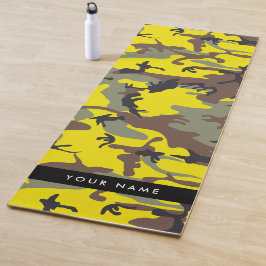 Geel en bruin Camouflage Jouw naam Personaliseren Yogamat