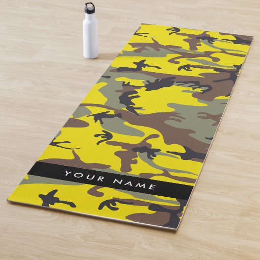 Geel en bruin Camouflage Jouw naam Personaliseren Yogamat (In situ)