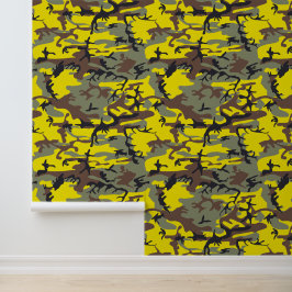 Geel en Bruin Camouflage, Militair, Leger Behang