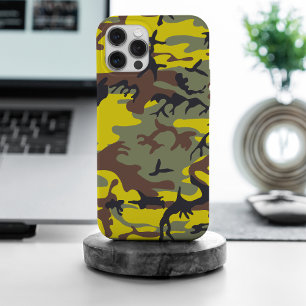 Geel en bruin camouflage, militair, leger iPhone 15 pro max case