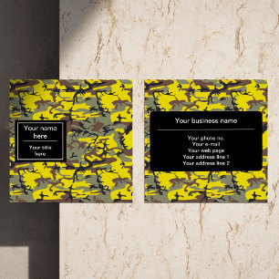 Geel en bruin camouflage, militair, leger vierkante visitekaartje