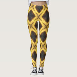 Geel en bruin diamantpatroon leggings