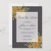 Geel en bruin Floral Wedding Save The Date (Voorkant)