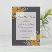 Geel en bruin Floral Wedding Save The Date (Staand voorkant)
