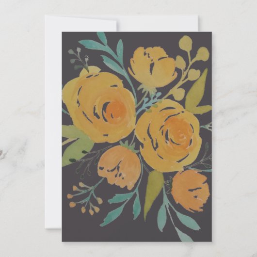 Geel en bruin Floral Wedding Save The Date (Achterkant)