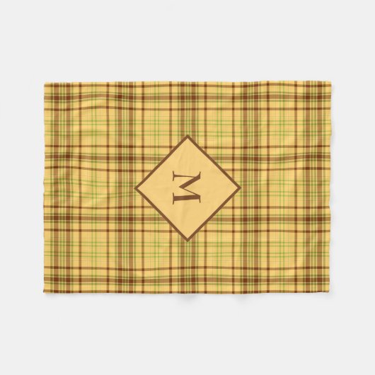 Geel en bruin geruite fleece deken (Voorkant (Horizontaal))