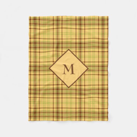 Geel en bruin geruite fleece deken (Voorkant)