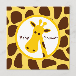 Geel en bruin Giraffe Neutraal Baby shower Kaart