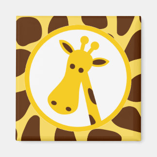 Geel en Bruin Giraffe Vlekken en Giraffe Hoofd Magneet