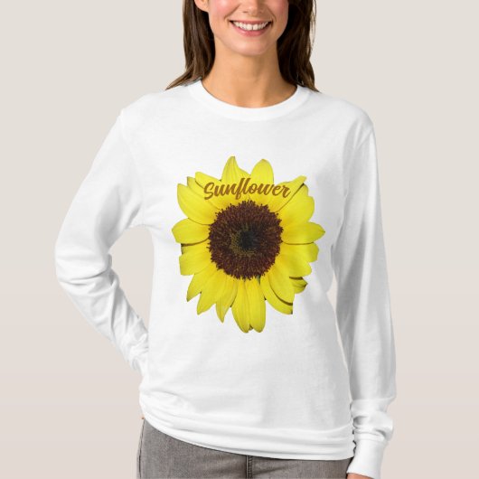 Geel en Bruin Grote Heldere Zonnebloem Fotografisc T-shirt (Voorkant)