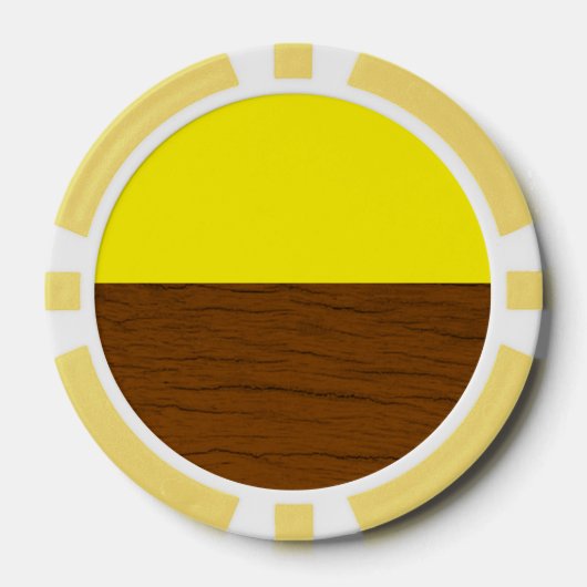 Geel en bruin hout poker chips (Voorkant)