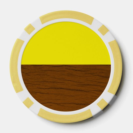 Geel en bruin hout poker chips (Achterkant)