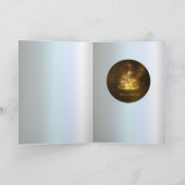 Geel en bruin kerstboom met ster feestdagen kaart (Binnen)