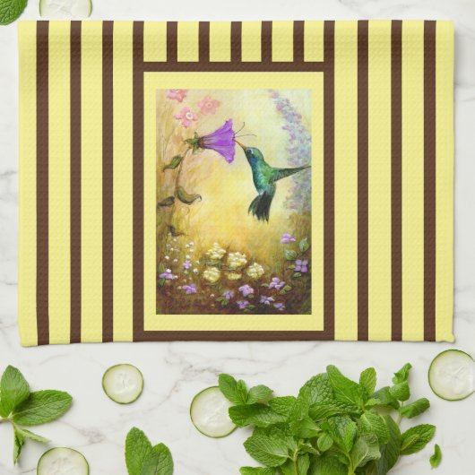 Geel en bruin koetskoeken theedoek (Gevouwen)