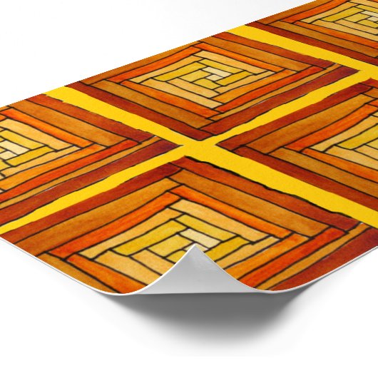 geel en bruin kunstdecostijlpatroon poster (Hoek)