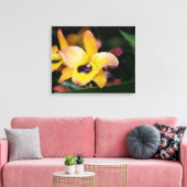 Geel en bruin orchidee canvas afdruk (Insitu (Woonkamer))