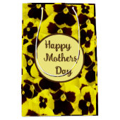 Geel en bruin pansies Moederdag, Medium Cadeauzakje (Voorkant)