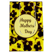 Geel en bruin pansies Moederdag, Medium Cadeauzakje (Achterkant)