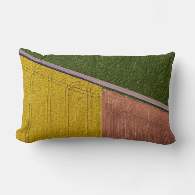 Geel en bruin textiel kussen (Voorkant)
