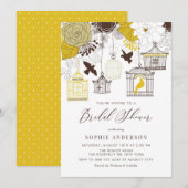 Geel en Bruin Vogelkooien Vrijgezellenfeest Kaart (Voorkant / Achterkant)