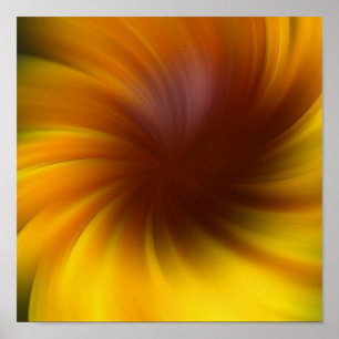 Geel en bruin Whirlpool Abstracte kunst Poster