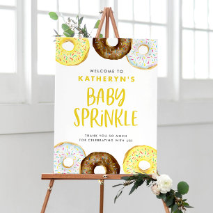 Geel en Chocolade Geglazuurde Donuts Baby Sprinkle Poster