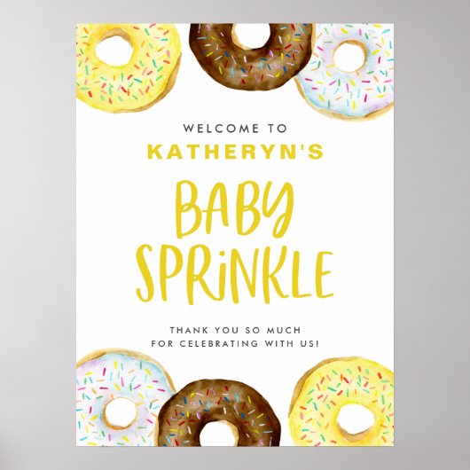 Geel en Chocolade Geglazuurde Donuts Baby Sprinkle Poster (Voorkant)