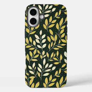 Geel en Crème Bladerige Takken Patroon iPhone 16 Plus Hoesje