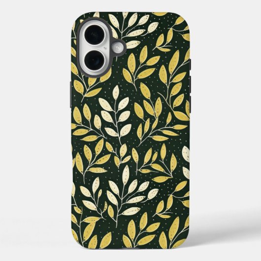 Geel en Crème Bladerige Takken Patroon Case-Mate iPhone Case (Achterkant)