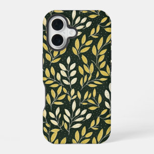 Geel en Crème Bladerige Takken Patroon iPhone 16 Hoesje