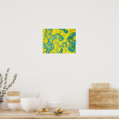 Geel en cyaan abstract patroon poster (Keuken)