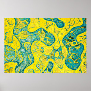 Geel en cyaan abstract patroon poster