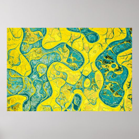 Geel en cyaan abstract patroon poster (Voorkant)
