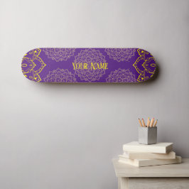 Geel en diep Paars Mandala Skateboard