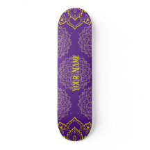 Geel en diep Paars Mandala Skateboard