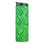 Geel en donker spoor van het fonds, gekweld fel gr thermosbeker (Geroteerd rechts)