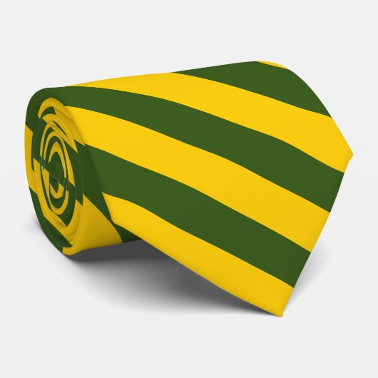 Geel en donkergroen gestreepte stropdas (Opgerold)