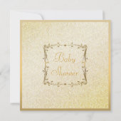 Geel en goud Baby shower Wieg & Teddy Kaart (Achterkant)