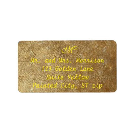 Geel en Goud Gemengde Monogram Adresetiketten Etiket (Voorkant)