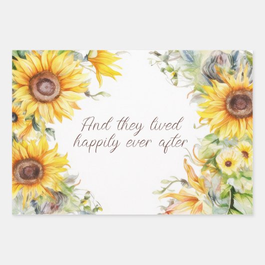 Geel en Goud Zonnebloemen Lijst Gepersonaliseerd Inpakpapier Vel (Voorkant)