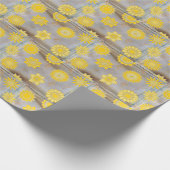 Geel en gouden bloemen cadeaupapier (Hoek)