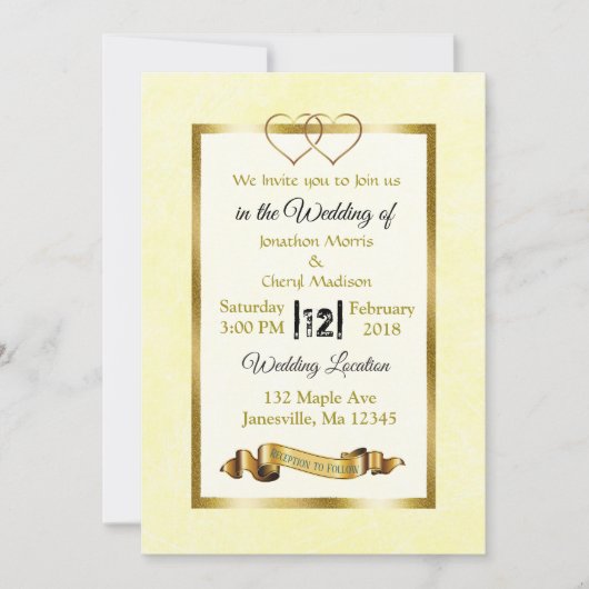 Geel en goudharten Weddenschappen Kaart (Voorkant)