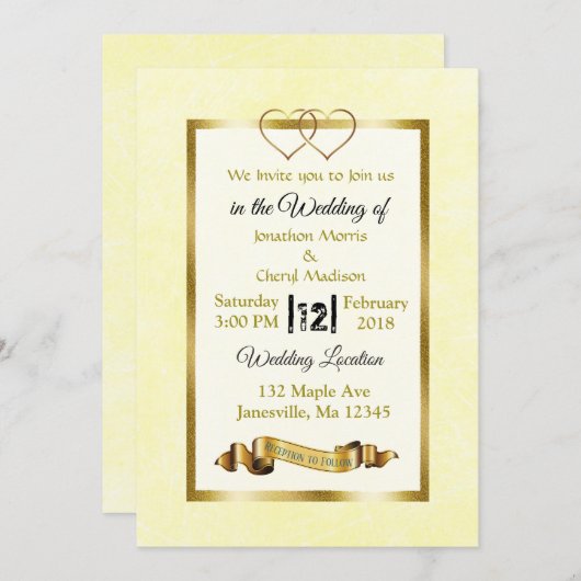 Geel en goudharten Weddenschappen Kaart (Voorkant / Achterkant)